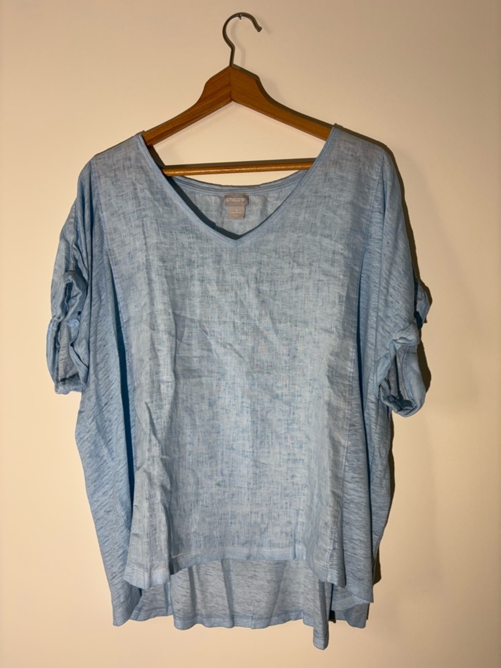 Chico's Light Blue V-Neck Women's Top Size XXL - Picture 2 of 5